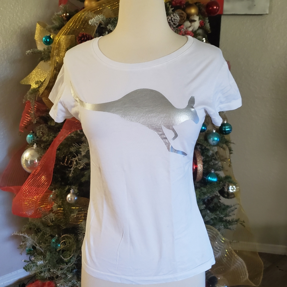 Down Under White T shirt Kangaroo Logo